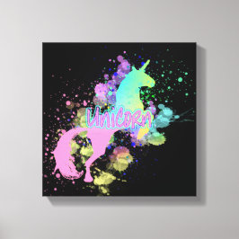 Kleur Splash Fantasy Rainbow Eenhoorn Canvas Afdruk
