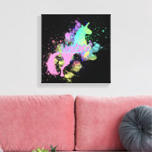 Kleur Splash Fantasy Rainbow Eenhoorn Canvas Afdruk (Insitu (Woonkamer))