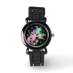 Kleur Splash Fantasy Rainbow Unicorn Horloge