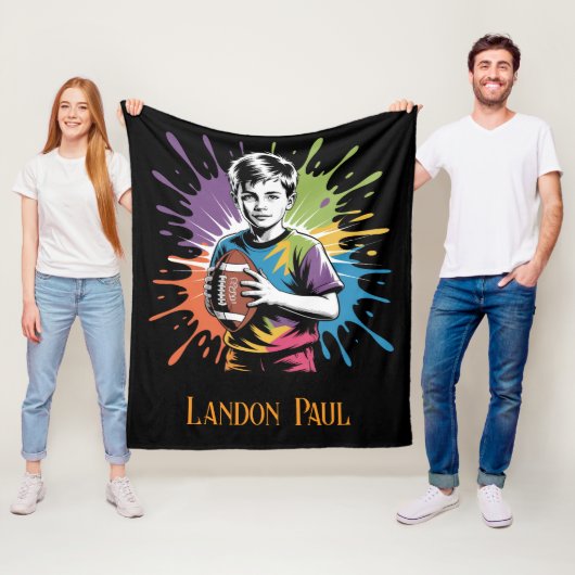 Kleur Splash Football Boy Verjaardag Party Gift Fleece Deken (In situ)