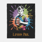 Kleur Splash Football Boy Verjaardag Party Gift Fleece Deken (Voorkant)