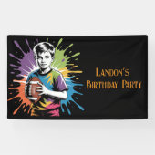 Kleur Splash Football Boy Verjaardagsfeest Spandoek (Horizontaal)