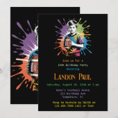 Kleur Splash Football Verjaardagsfeest Kaart (Voorkant / Achterkant)