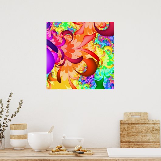 Kleur Splash Fractal Poster (Keuken)