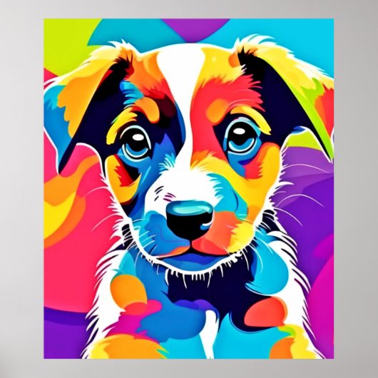 Kleur Splash Groovy Canine Dog Poster (Voorkant)