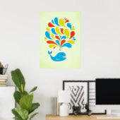 Kleur Splash Happy Cartoon Whale Poster (Thuiskantoor)