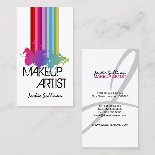Kleur Splash Make-up Artiest Visitekaartje (Voorkant / Achterkant)