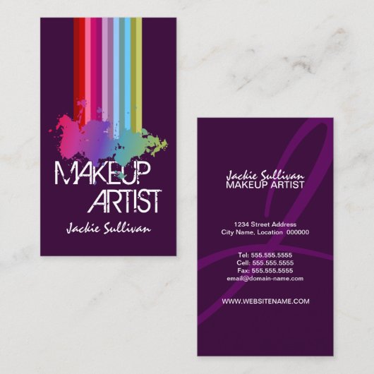 Kleur Splash Makeup Artist Visitekaartje (Voorkant / Achterkant)