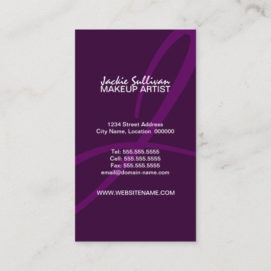 Kleur Splash Makeup Artist Visitekaartje (Achterkant)