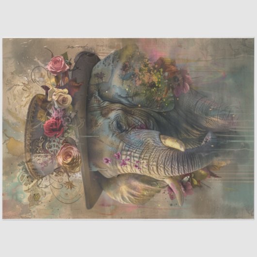 Kleur splash Olifant Tissuepapier (Voorkant)