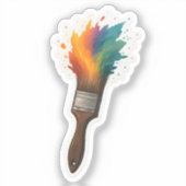 Kleur Splash Paintbrush Sticker (Voorkant)