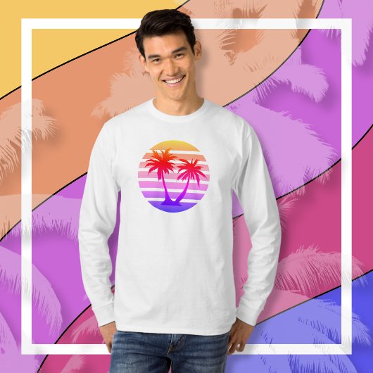 Kleur Splash Palm Tree Silhouette T-shirt