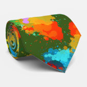 Kleur Splash Patroon CC01 D Groen BG Stropdas (Opgerold)