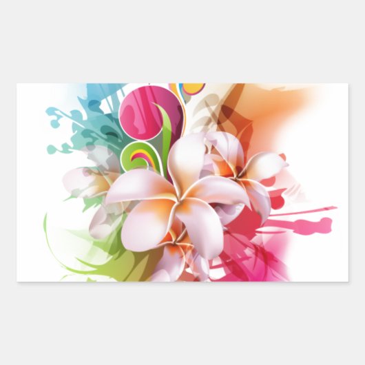 Kleur Splash Plumeria Hawaiian Flower Rechthoekige Sticker (Voorkant)