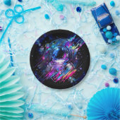 Kleur Splash Sterrenruimte Astronaut Papieren Bordje (Feest)