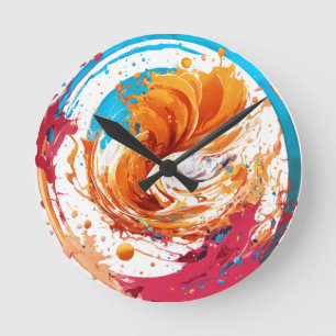 Kleur Splash Swirl – Abstracte moderne wandklok