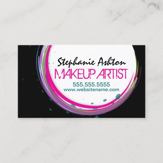 Kleur Splash Swirl Makeup Artist Visitekaartje (Voorkant)