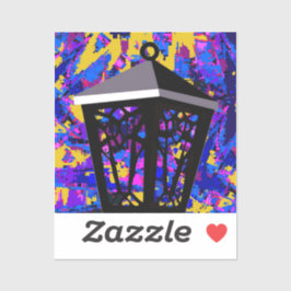 Kleur Splash Uil Lantaarn Sticker