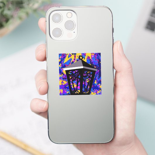 Kleur Splash Uil Lantaarn Sticker (Telefoon)