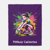 Kleur Splash Volleybal Meisje Verjaardag Party Gif Fleece Deken (Voorkant)