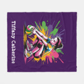 Kleur Splash Volleybal Meisje Verjaardag Party Gif Fleece Deken (Voorkant (Horizontaal))