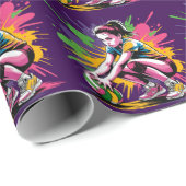 Kleur Splash Volleybal Meisje Verjaardagsfeestje Cadeaupapier (Rol Hoek)