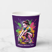 Kleur Splash Volleybal Meisje Verjaardagsfeestje Papieren Bekers (Voorkant)