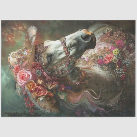 Kleur splash wit paard tissuepapier (Voorkant)