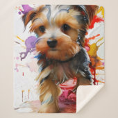 Kleur Splash Yorkie Puppy - Artistieke inpakpapier Sherpa Deken (Voorkant)