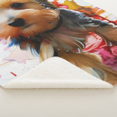Kleur Splash Yorkie Puppy - Artistieke inpakpapier Sherpa Deken (3/4)