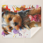 Kleur Splash Yorkie Puppy - Artistieke inpakpapier Sherpa Deken (Voorkant (horizontaal))
