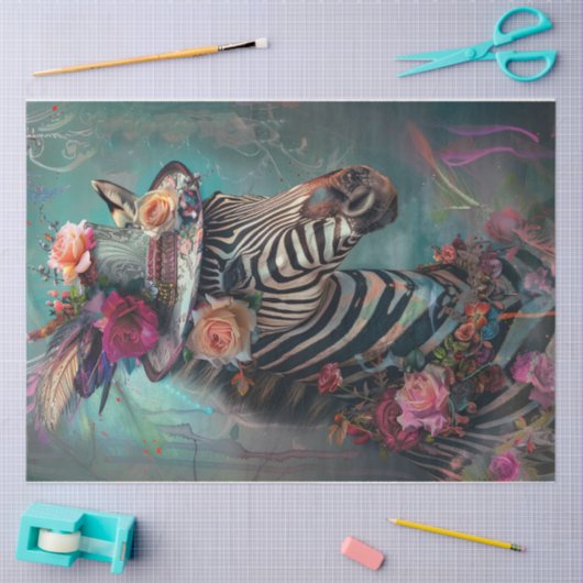Kleur splash zebra tissuepapier (Craft)