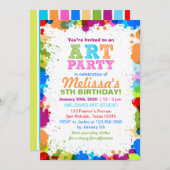 Kleur Splatter Art Verjaardag Party Uitnodiging (Voorkant / Achterkant)