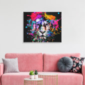 Kleur Splattered Lion Canvas Afdruk (Insitu (Woonkamer))