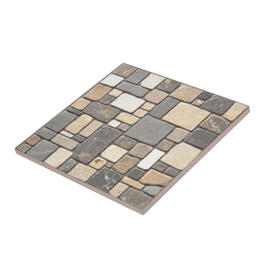 Kleur steen Keramisch Vierkant Tegeltje (Zijkant)