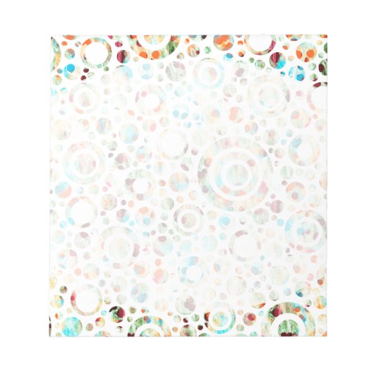 Kleur Stippen en cirkelpatroon + jouw tekst en bac Notitieblok (Voorkant)