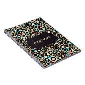 Kleur Stippen en cirkelpatroon + jouw tekst en bac Notitieboek (Rechterzijde)