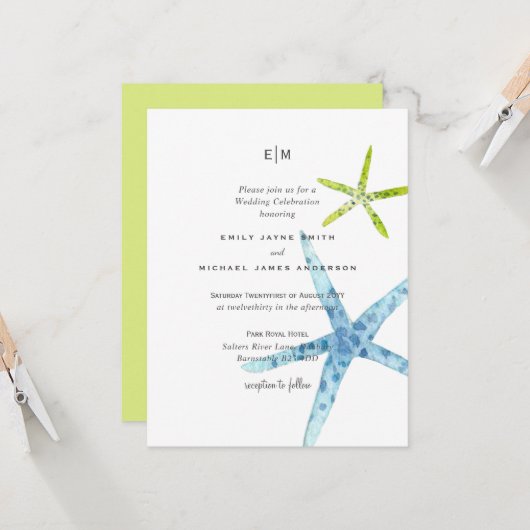 Kleur Strand Oceaangleven Bruiloft van Zeeglas (Voorkant / Achterkant in situ)