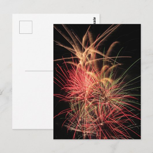 Kleur Streaks van Sinaasappel en Rood 's nachts Briefkaart (Voorkant / Achterkant)