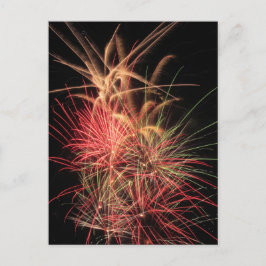 Kleur Streaks van Sinaasappel en Rood 's nachts Briefkaart