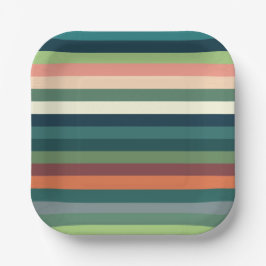 Kleur Strepen Feest Papieren Bordje
