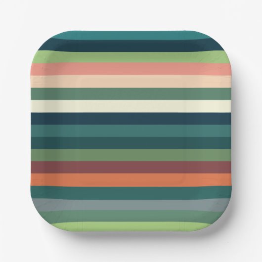 Kleur Strepen Feest Papieren Bordje (Voorkant)