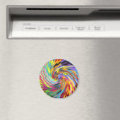Kleur Swirl geruit Psychedelic Mandala Magnet (Insitu (Vaatwasser))