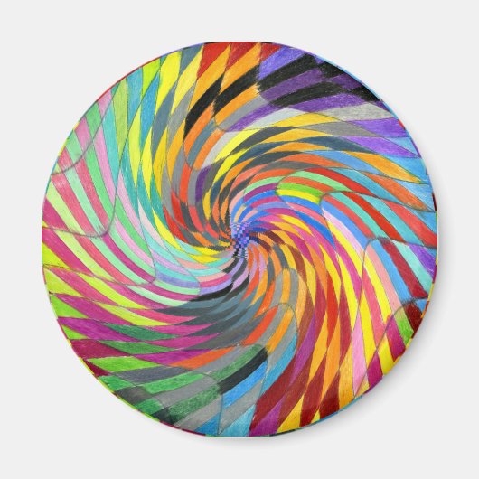 Kleur Swirl geruit Psychedelic Mandala Magnet (Voorkant)