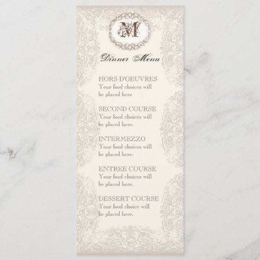 Kleur Taupe Kanten - Menu of Trouw Uitnodiging (Voorkant)