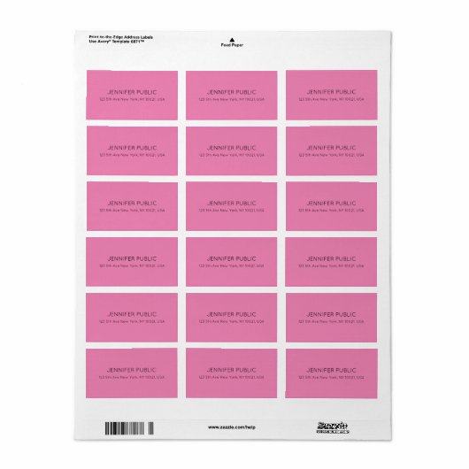  Kleur & Tekst Roze Sjabloon Adres Etiket (Full Sheet)