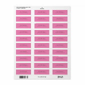  Kleur & Tekst Roze Terugkeeradres Etiket (Full Sheet)