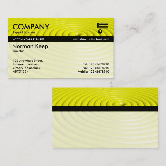 Kleur Tex-strengen - Concentrieke ringen - Geel Visitekaartje (Voorkant / Achterkant)