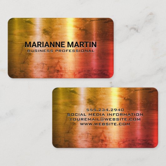 Kleur textuur metaal geborsteld visitekaartje (Voorkant / Achterkant)