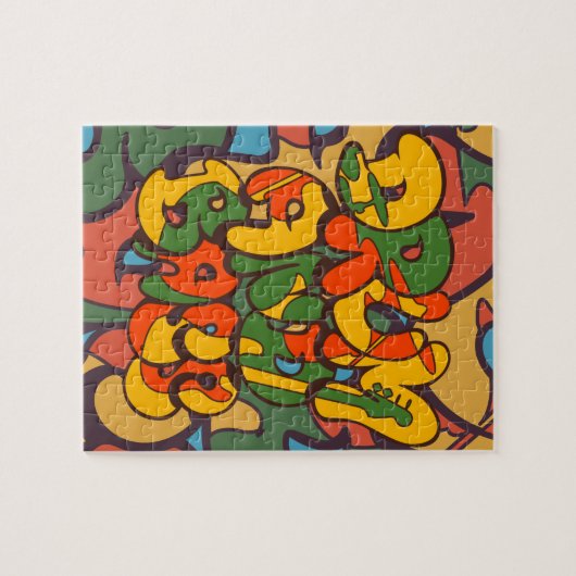 kleur trommel- en baardgreggen - logo, graffiti, b legpuzzel (Horizontaal)